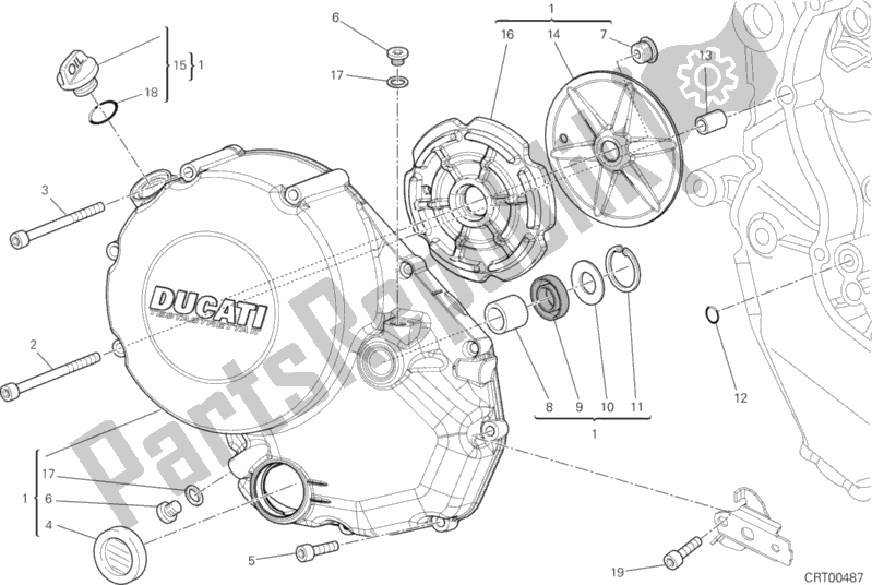 Tutte le parti per il Coperchio Frizione del Ducati Multistrada 1200 ABS 2012